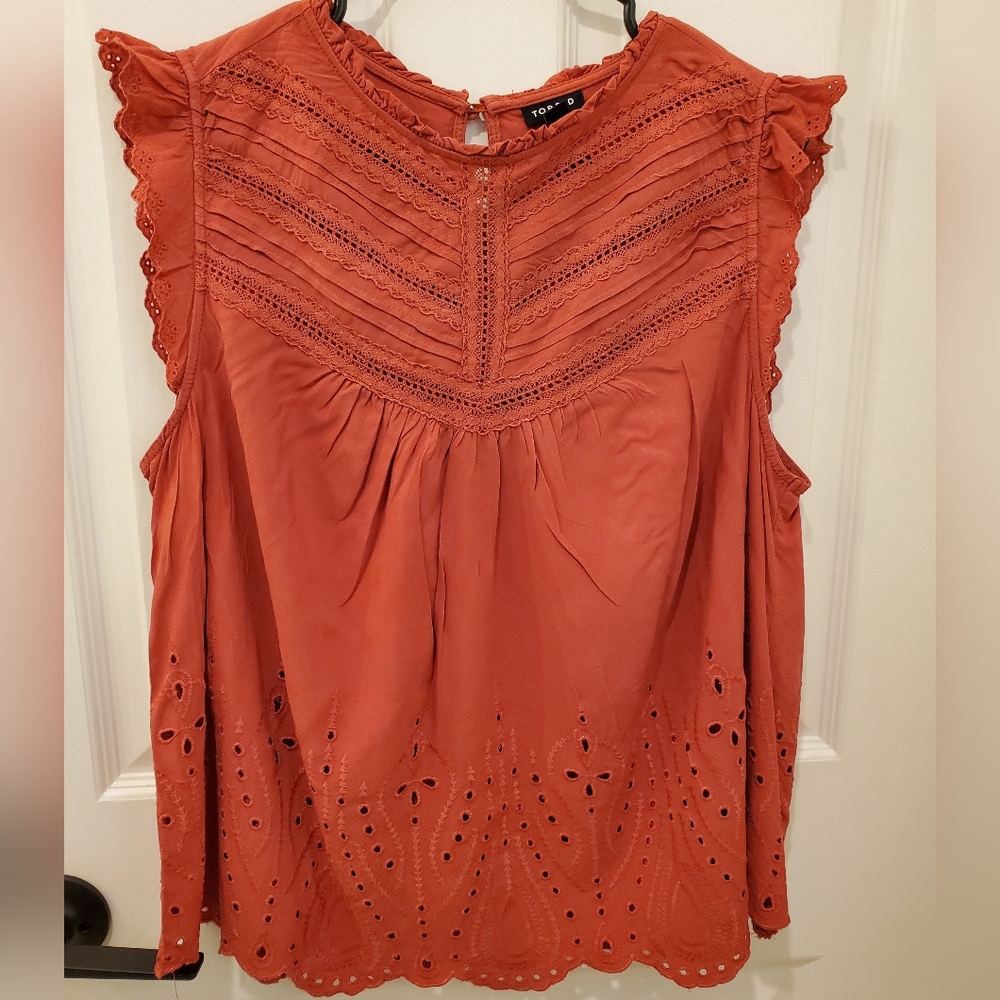 1x eyelet ruffle sleeve top